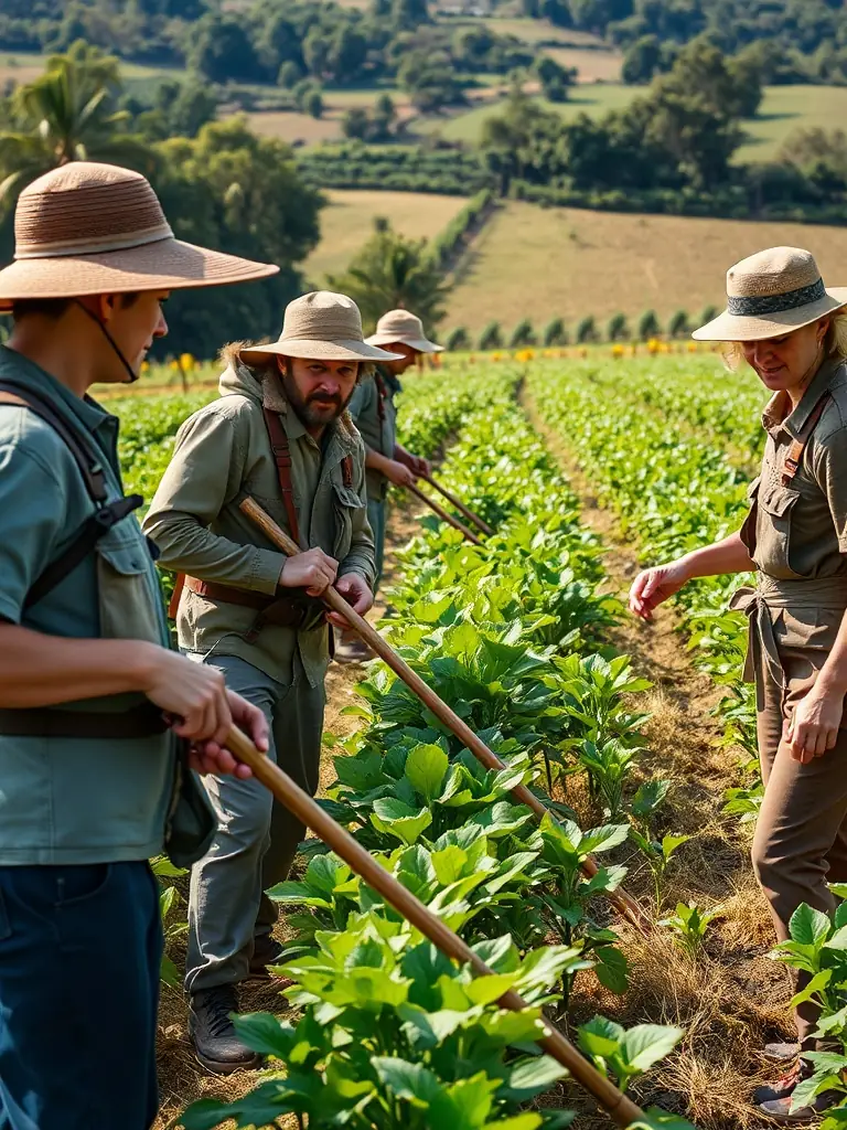 A photo of SCCSC members working together to protect crops from wildlife damage, using humane and effective methods.
