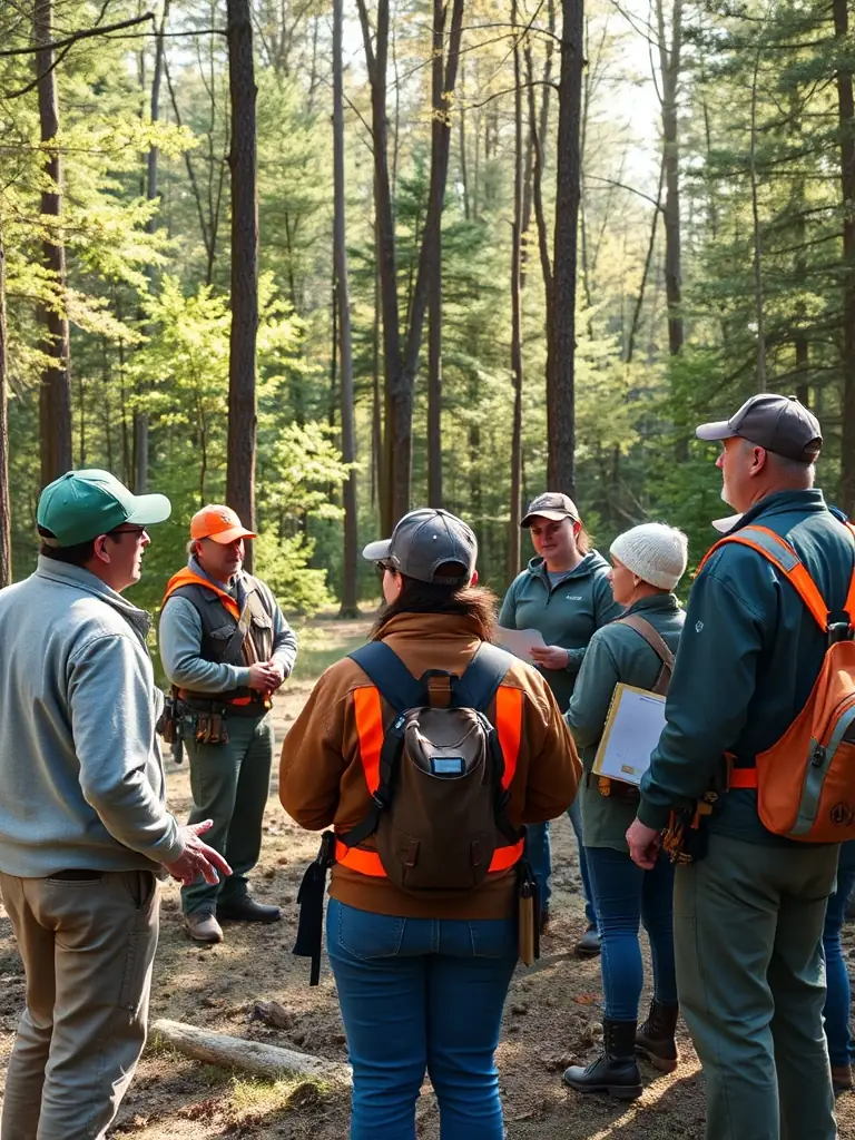 A group of SCCSC members attending a training session on responsible hunting practices, led by an experienced instructor.