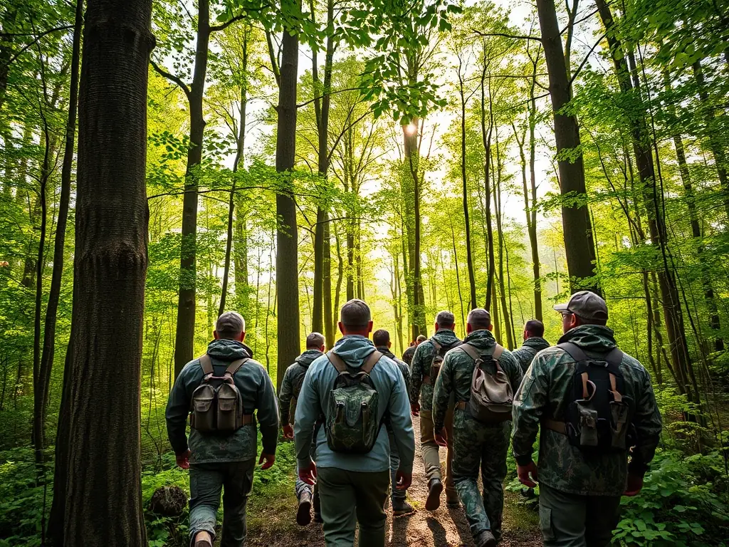 A photograph showing SCCSC members conducting a wildlife population survey, using binoculars and tracking equipment to monitor animal numbers and health.