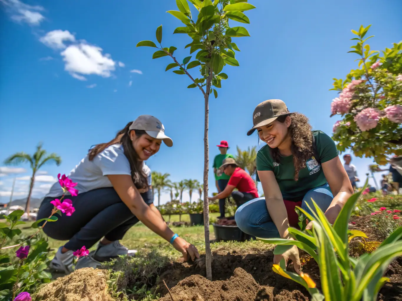 A photograph depicting SCCSC members participating in a habitat restoration project, planting native trees and shrubs to enhance wildlife habitats.